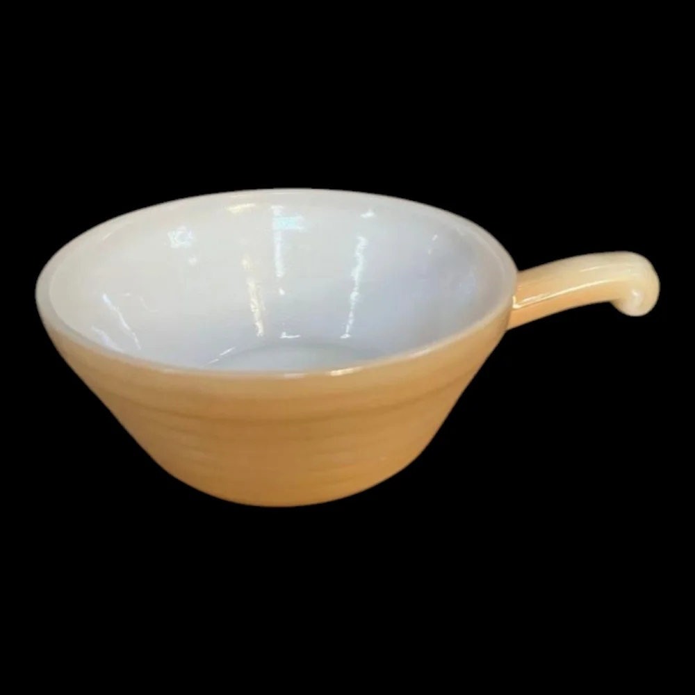 VTG Anchor Hocking Fire King Peach Lustre Beehive Pattern Handled Ramekin Bowl